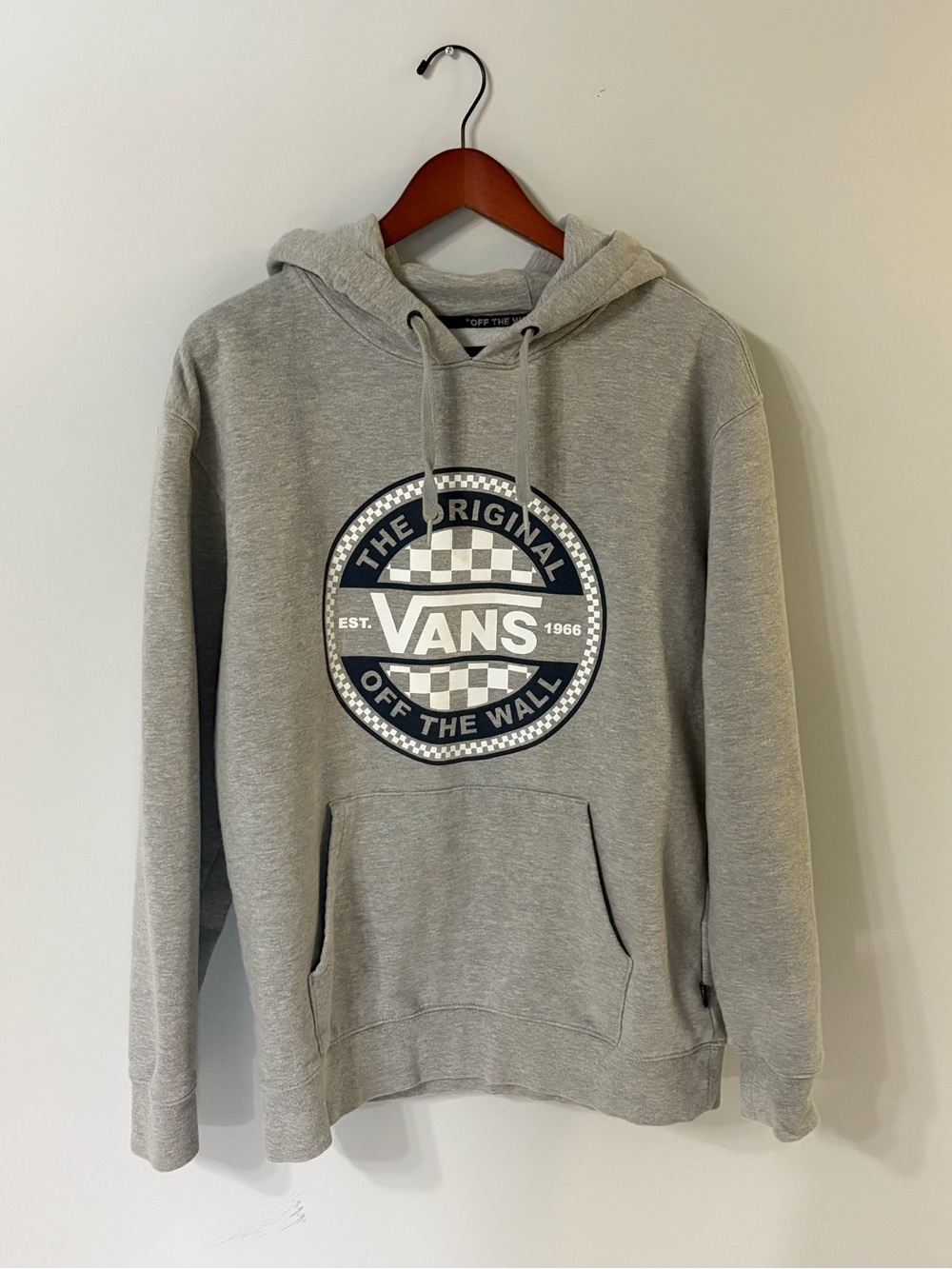 Vans Light Gray Pullover Hoodie with Navy Logo Patch